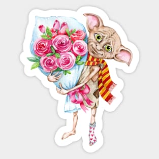 Cute Elf with flowers bouquet Sticker